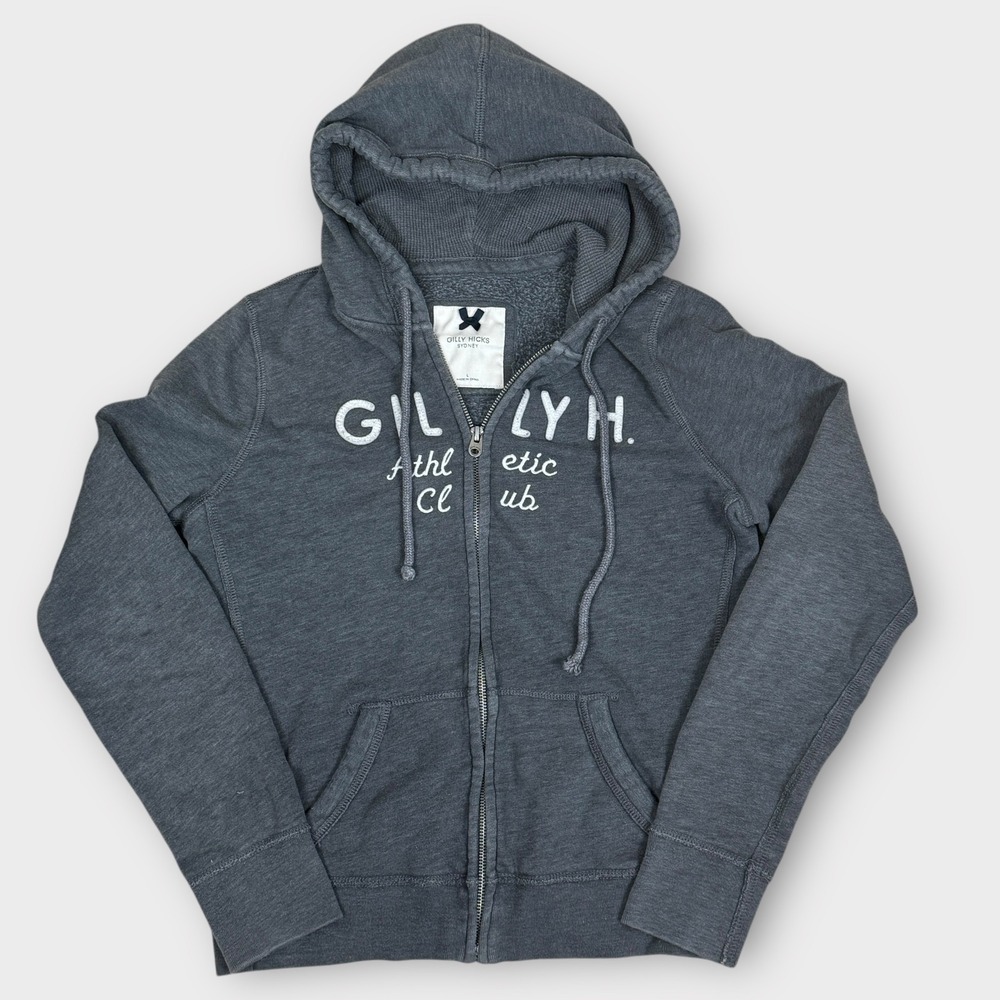 Gilly Hicks Sydney Gray Athletic Club Zip Up Hoodie Sweatshirt Women's Large